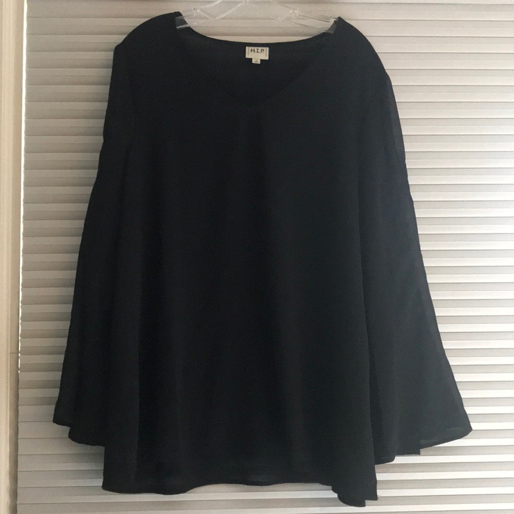 Black Blouse with bell sleeves- Size 1x